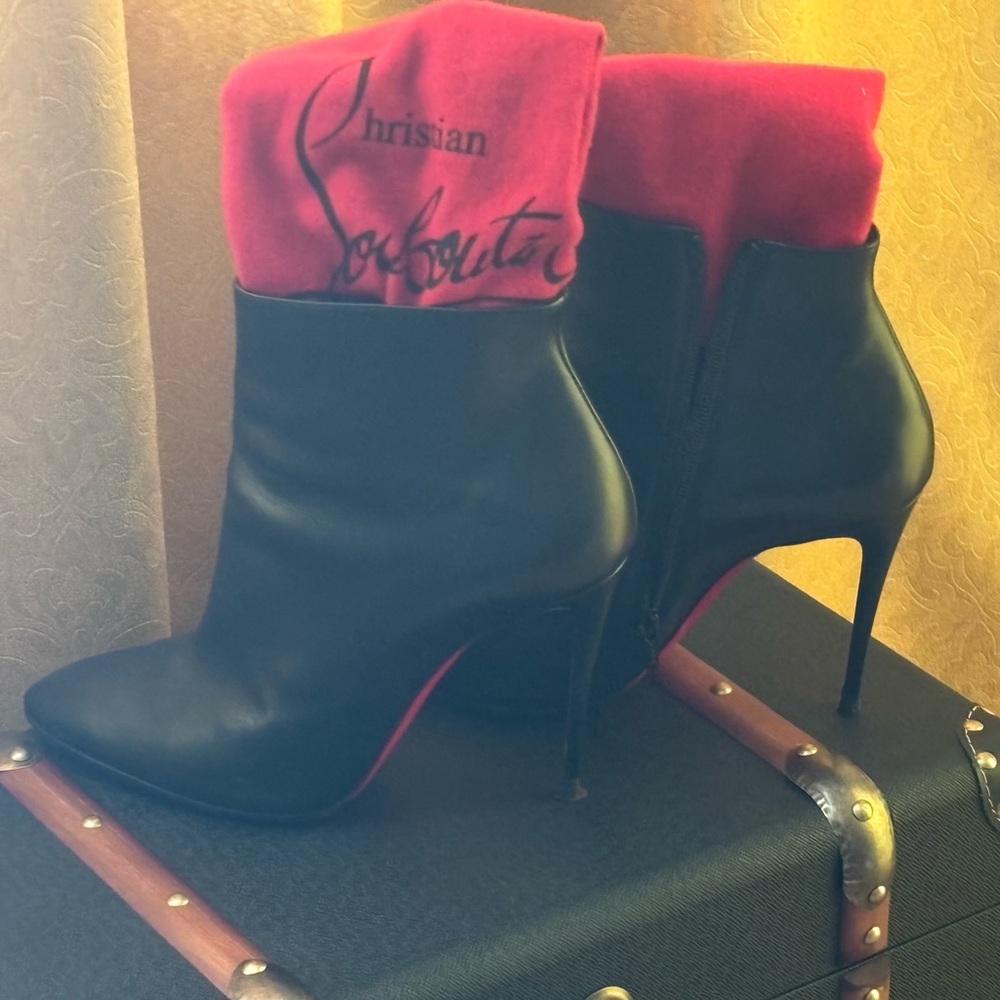 Christian Louboutin Black Heeled Boots with Sleek Stiletto
